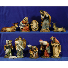 Nacimiento con reyes y pastor 34 cm resina