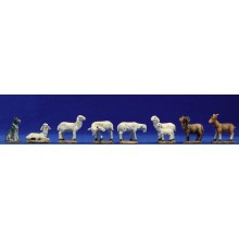 Grupo corderos cabras y perro 9-10 cm resina