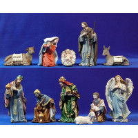 Nacimiento con reyes y pastor 19 cm resina