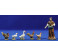 Corral con pastor y aves de corral 10 cm resina
