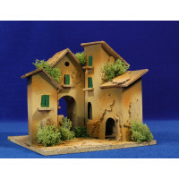 Pueblo 3 casas M4 14 cm cartón-corcho