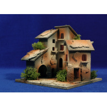 Pueblo 3 casas M5 14 cm cartón-corcho