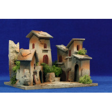 Pueblo 4 casas M6 12 cm cartón-corcho