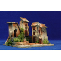 Pueblo 4 casas M7 12 cm cartón-corcho