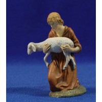 Pastor adorando con cordero en brazos 10 cm resina Linea Martino Landi