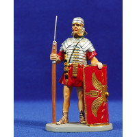 Soldado romano con escudo y lanza 12 cm resina Linea Martino Landi