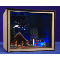 Nativity Box Belén nacimiento con figuras 3,5 cm corcho plastico