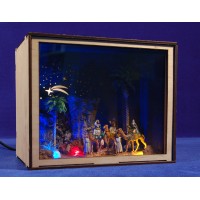 Nativity Box Belén reyes a camello con figuras 3,5 cm corcho plastico