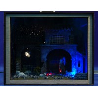 Nativity Box Belén con figuras pastor con corderos y casa 6,5 cm corcho plastico