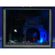 Nativity Box Belén con figuras pastor con corderos y casa 6,5 cm corcho plastico
