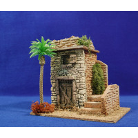 Casa con escalera con palmera 19x15x18 cm corcho yeso plastico