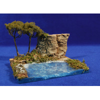 Acantilado con mar y un pino 19x15 corcho