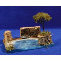 Acantilado con mar y un pino 19x15 corcho