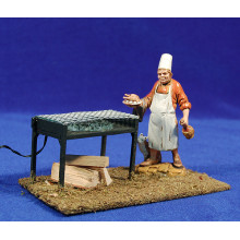 Barbacoa con cocinero 5x3,5x7 cm madera