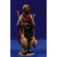 Pastora negra con jarras 18 cm barro y tela pintada Angela Tripi