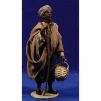 Pastor negro con cestos 18 cm barro y tela pintada Angela Tripi
