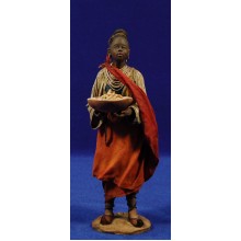 Pastora negra con zafata 18 cm barro y tela pintada Angela Tripi