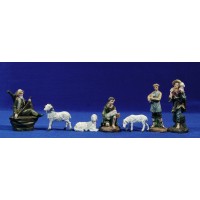 Grupo 4 pastores y 3 corderos 11 cm resina