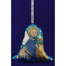 Angel con estrella forma campana 12 cm ropa pintada