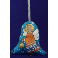 Angel con campana forma campana 12 cm ropa pintada
