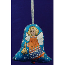 Angel con campana forma campana 12 cm ropa pintada