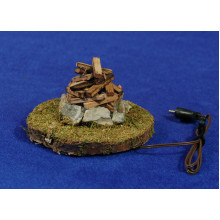 Fogata (3-4,5V)  4,5 cm madera y piedras