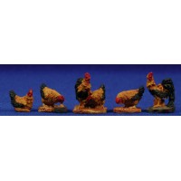 Grupo seis gallinas 8 cm resina