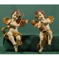 Dos ángeles músicos colgar 13 cm resina