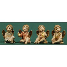 Cuatro ángeles sentados objetos 13 cm resina