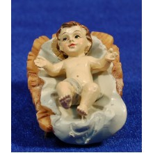 Niño Jesús con cuna 10 cm resina