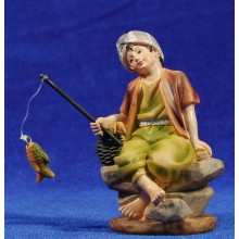 Pescador con caña sentado 11 cm resina