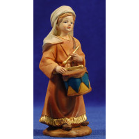 Niño pastor músico con tambor 15 cm resina