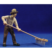 Campesino con rastrillo 11 cm resina