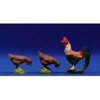 Grupo dos gallinas y gallo 8 cm resina