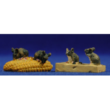 Ratones con queso y maiz 8 cm resina