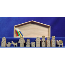 Nacimiento con reyes para pintar y rotuladores 7 cm madera