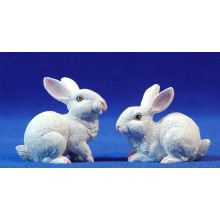 Pareja conejos blancos 24 cm resina