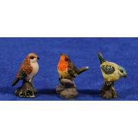 Conjunto tres pájaros 20 cm resina