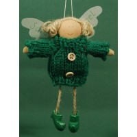 Ángel verde oscuro con botones 18 cm lana Baden