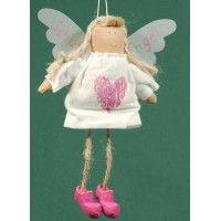 Ángel vestido blanco corazón rosa 18 cm ropa Baden