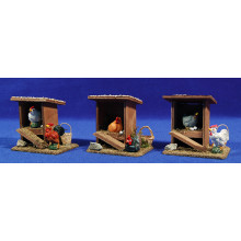 Gallinero con gallinas 10-12 cm madera y resina