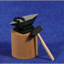 Yunque con herradura y martillo 3,5 cm madera