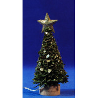 Arbol de navidad iluminado con portapilas 14 cm plastico