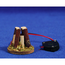 Fogata troncos con portapilas C2032 3,5 cm madera
