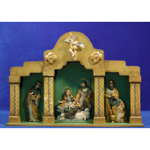Nacimiento con reyes estilo barroco 13 cm resina y madera