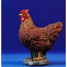 Gallina marrón 60 cm resina