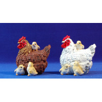 Gallina con pollitos tumbada 50 cm resina