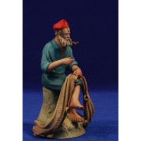 Pastor pescador catalán sentado 13 cm barro pintado Grasso-Pruna