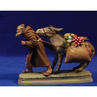 Monge estirando asno 13 cm barro pintado Grasso-Pruna